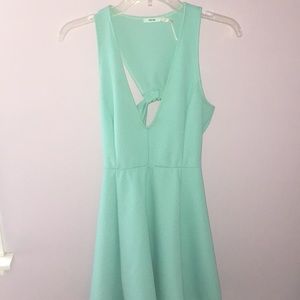 Teal Skater Dress Open Chest